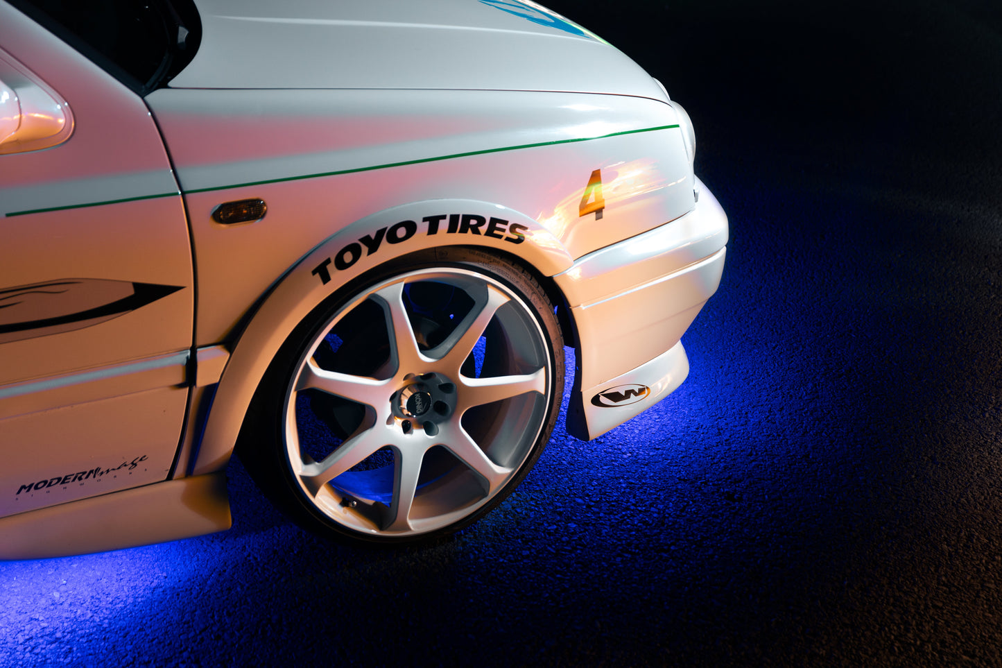 underglow kit installed on car front